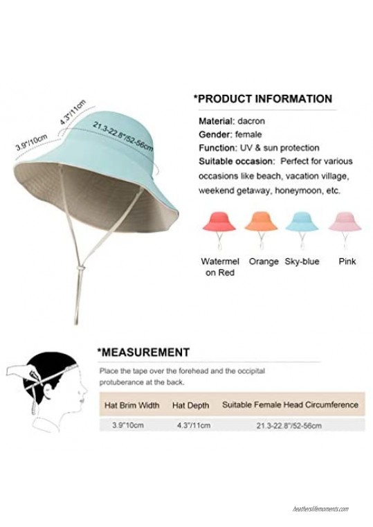 VBIGER Women UPF 50+ Sun Hat Double-Sided Beach Sun Hats Sun Protective Hat with Adjustable Chin Strap for Outdoor
