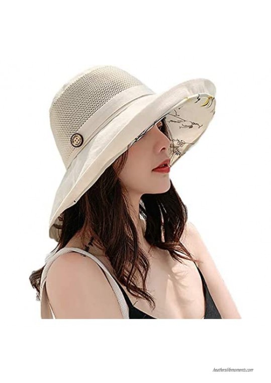Women Bucket Hat Summer Beach Sun Hats for Women UPF Woman Foldable Floppy Travel Packable UV Hat Cotton Wide Brim Hat