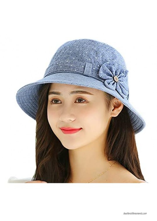 Womens Packable Bucket Hat for Travel Ladies Beach Sun Hat for Women with Flower Cotton Lightweight Summer Hats for Women