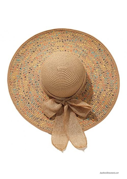 Women's Wide Brim Hat Sun Protection Straw Hat Floppy Foldable Roll Up Hat Summer UV Protection Beach Hats