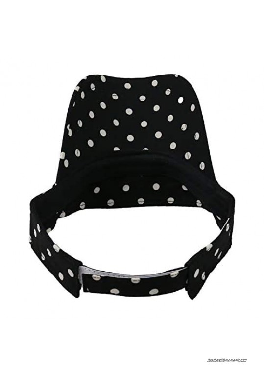 3 Pieces Polka Dot Sun Visors for Women and Girls Black White Sweatband Adjustable Sport Visor Hat for Golf Tennis Running