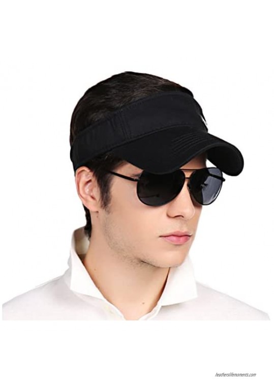 CACUSS Men‘s Cotton Sun Visor Caps Sports Beach Golf Hat with Adjustable Nylon Buckle