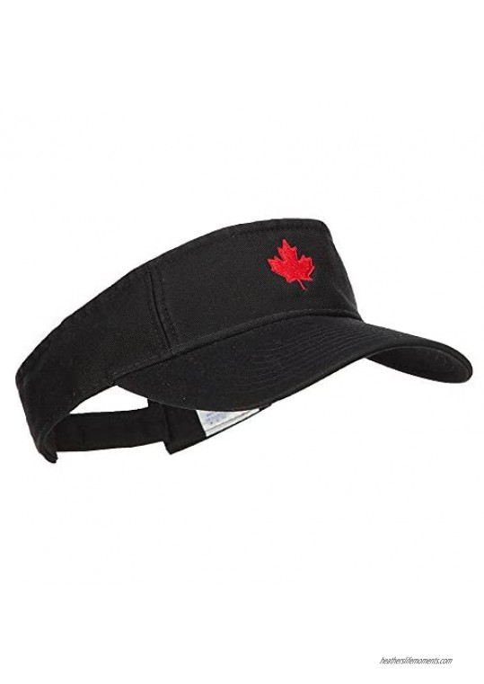 Canada Flag Maple Leaf Embroidered Pro Style Cotton Washed Visor