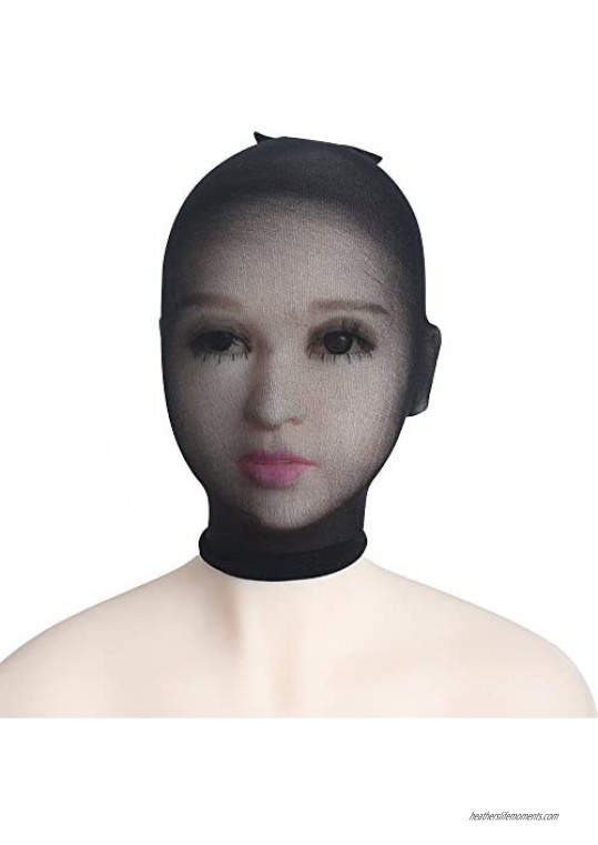 Cocobla Lace Hood Mask Translucent Sexy Elastic Breathable Face Head Masks for Costume Cosplay