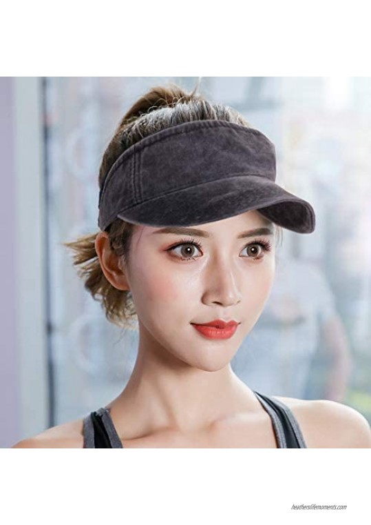 CRUOXIBB Sun Visor Hats for Men Women 100% Cotton Sports Outdoor Caps Adjustable
