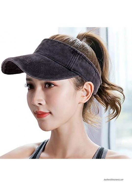 CRUOXIBB Sun Visor Hats for Men Women 100% Cotton Sports Outdoor Caps Adjustable