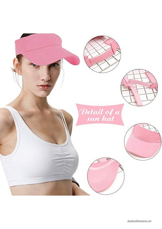 Echolife Women Solid Sun Sports Visor Hat Cotton Adjustable Blank Sun Caps