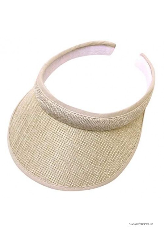Empty Top Sun Hat for Women - Wide Brim Woven Straw Hat Fashion Solid Color Baseball Cap Protection Sun Visor Beach Hat