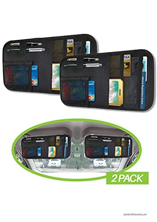 Lukling Car Sun Visor Organizer with 4 Pockets and 2 Pen Holders (2 Pack)