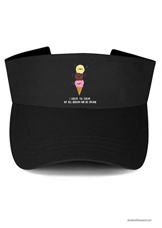 Mens Womens Sun Sports Visor Hats I Scream and Love Ice Cream Baseball Visors Beanie Custom Caps