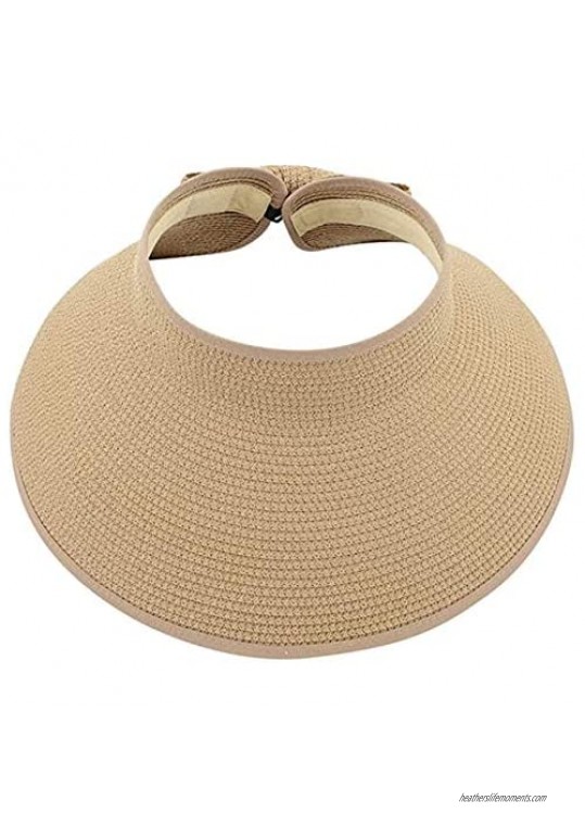 SILVERFEVER Women Summer Wide Brim Visor Hat UV Sunblock UPF 50 Foldable-Fits All