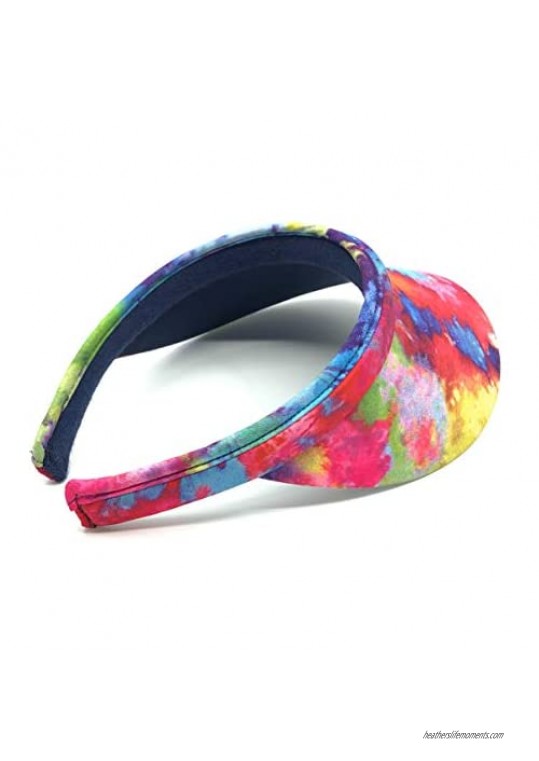 Women Tie Dyed Print Visor UPF 50+ Sun Protection Sun Visor Hat Sports Outdoor Lightweight