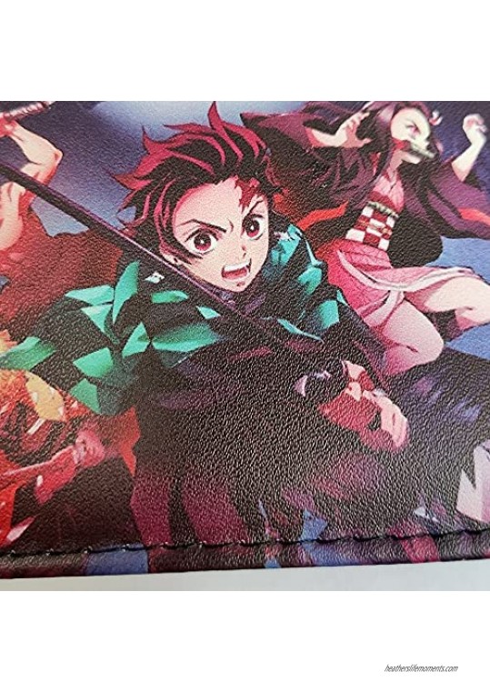2019 Anime Demon Slayer Kimetsu no Yaiba Kamado Tanjirou Cosplay Short Wallet Bifold Leather Moneybag Accessory Halloween