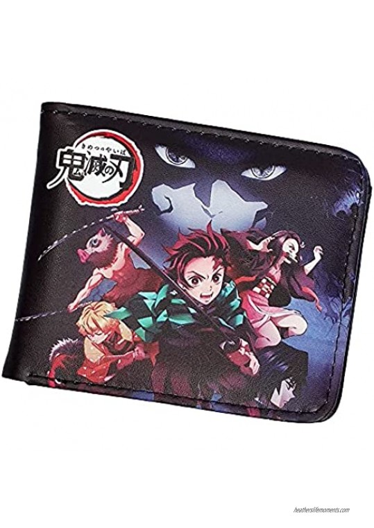 2019 Anime Demon Slayer Kimetsu no Yaiba Kamado Tanjirou Cosplay Short Wallet Bifold Leather Moneybag Accessory Halloween