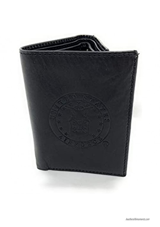 Air Force Wallet-US Air Force Black Leather Trifold RFID Blocking Wallet