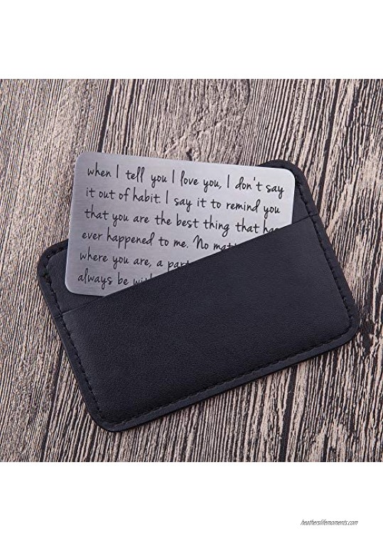 Anniversary Gifts Wallet Insert Card For Men Husband From Wife Girlfriend Boyfriend Birthday Gifts Metal Mini Love Note Valentine Wedding Gifts For Groom Bride Him Her Deployment Gifts