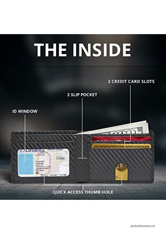 Bifold Wallets For Men Slim Wallet - Leather RFID Minimalist Front Pocket Mens Wallet Credit Card Holder