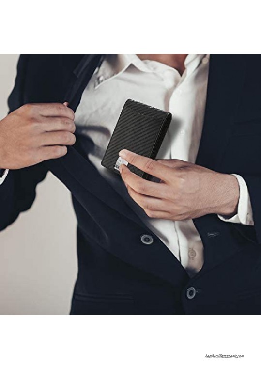 Bifold Wallets For Men Slim Wallet - Leather RFID Minimalist Front Pocket Mens Wallet Credit Card Holder