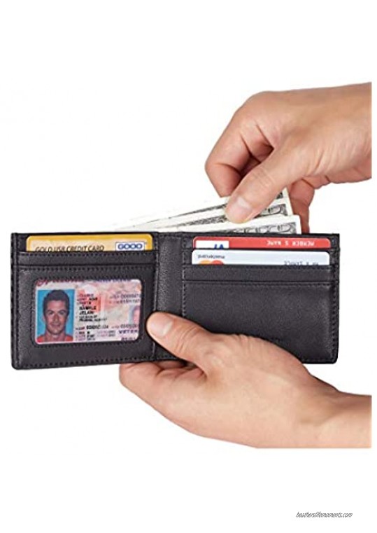 Chelmon Slim Bifold Leather Wallet Minimalist Front Pocket Billfold for Men