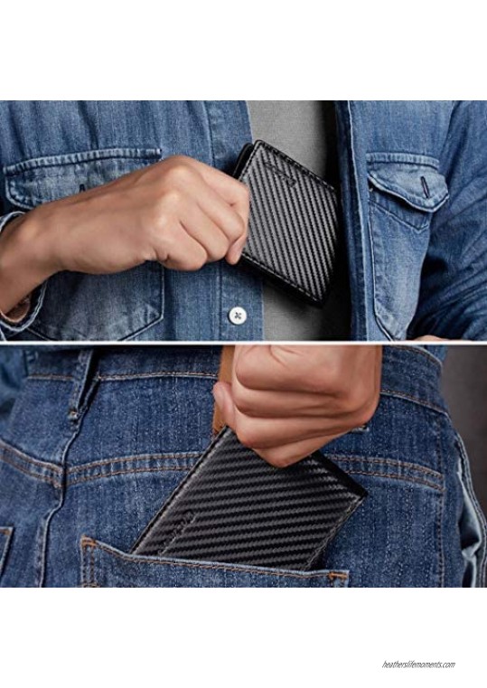 Chelmon Slim Bifold Leather Wallet Minimalist Front Pocket Billfold for Men
