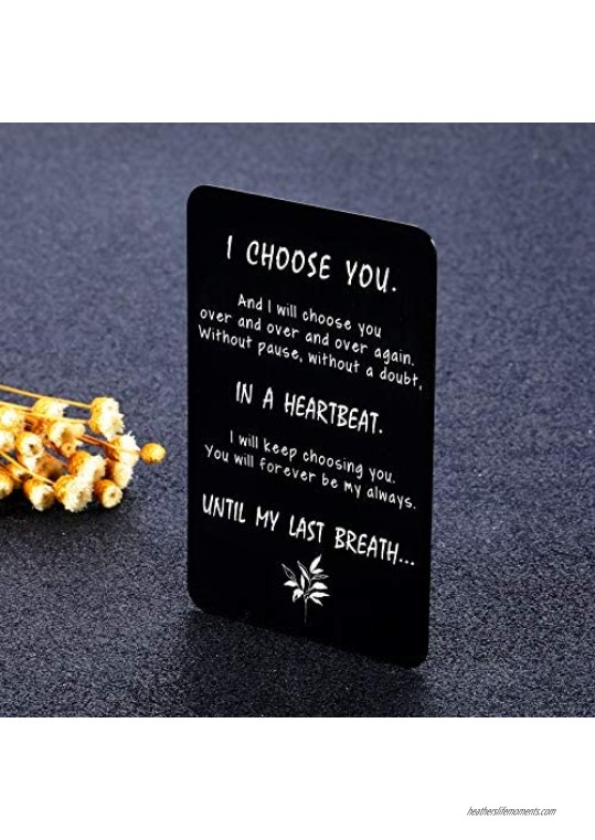 Engraved Wallet Card Insert Men Anniversary Card Gifts for Husband I Choose You Gifts for Husband from Wife Groom's Gifts for Men Romantic Gifts for Him Fathers Day Valentine Anniversary Birthday