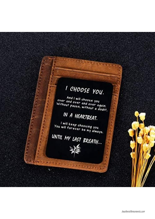 Engraved Wallet Card Insert Men Anniversary Card Gifts for Husband I Choose You Gifts for Husband from Wife Groom's Gifts for Men Romantic Gifts for Him Fathers Day Valentine Anniversary Birthday