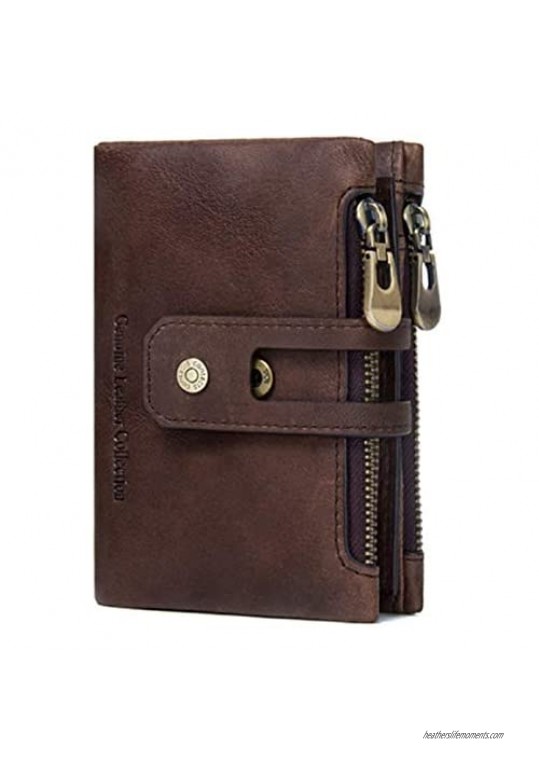 Erasmus Wallet for Men RFID Blocking Leather  ID Window  Bifold Zipper Wallet  Extra Capacity Travel Wallet  Gift box