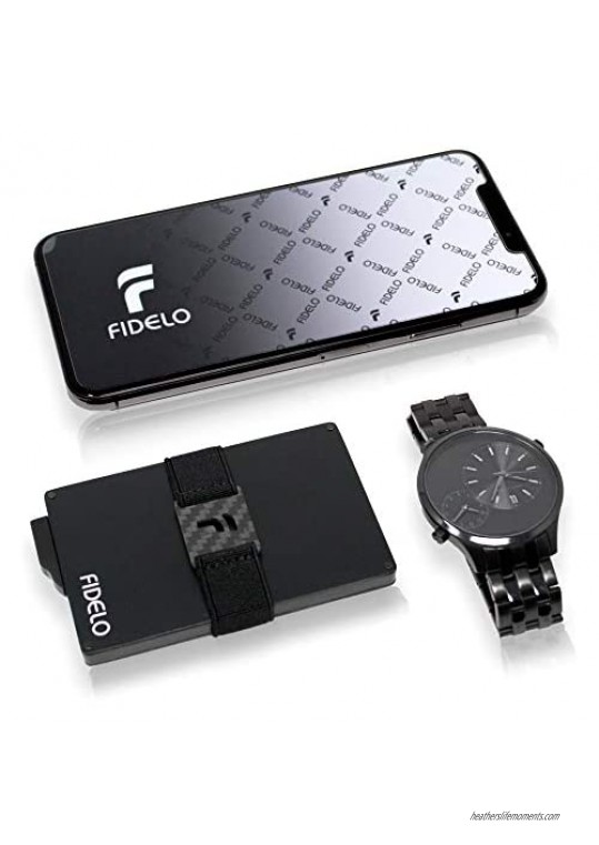 FIDELO Minimalist Wallet for Men - Slim Credit Card Holder RFID Mens Wallets