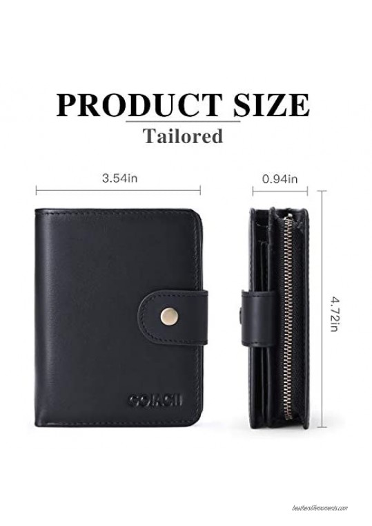 GOIACII Mens Wallet Genuine Leather Short Bifold RFID Blocking Wallets for Men with Zip Coin Pocket ID Window