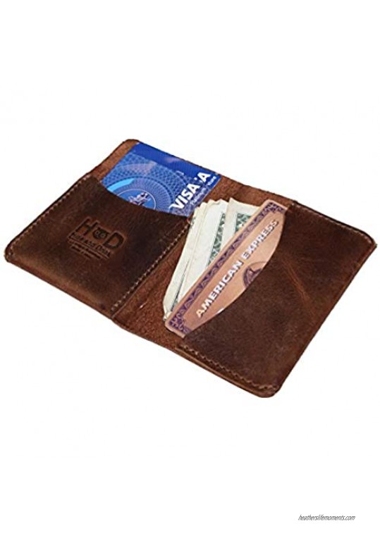 Hide & Drink  Leather Bifold Card Holder  Holds Up to 6 Cards / Organizer / Case / Wallet  Handmade Includes 101 Year Warranty :: Bourbon Brown