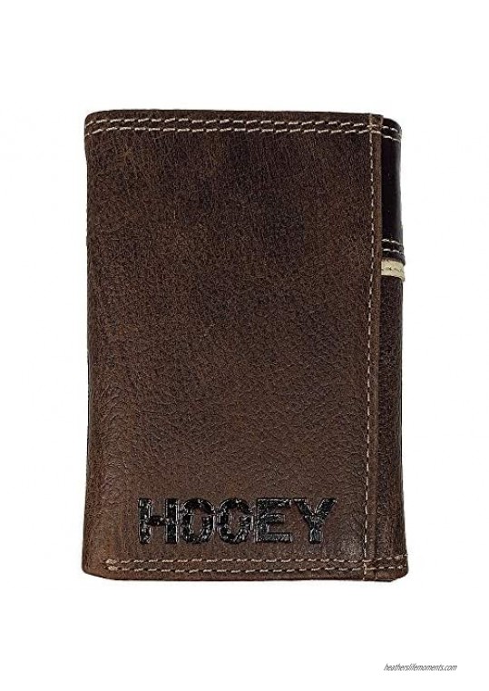 HOOEY Trifold Leather Wallet with Western Yoke and Dusty Orange Logo