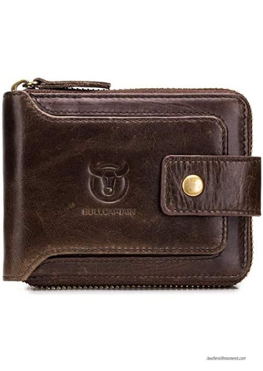 Leather Wallets for Men RFID Blocking Zipper Wallet Bifold Zip Around Purse