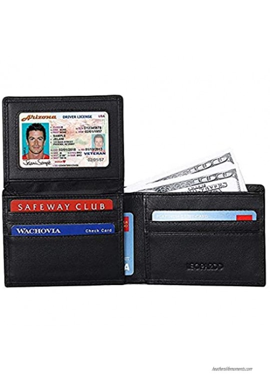 Leopardd Men's Bifold Wallet - Best RFID Blocking Genuine Leather Wallet/Credit Card Holder for Men