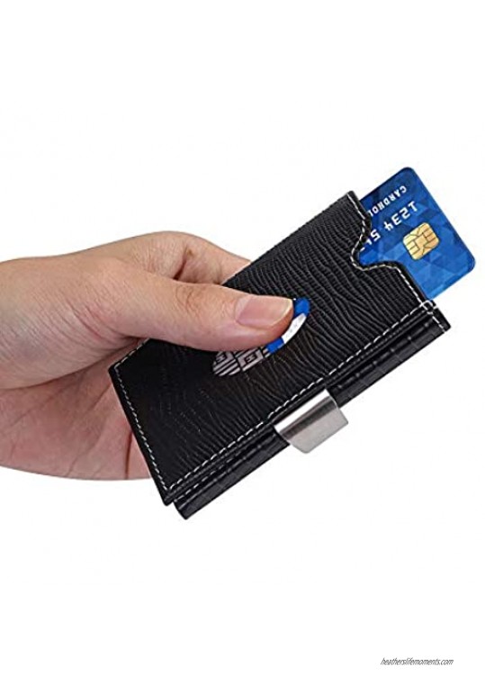 LIULIHUA Minimalist Wallets for Men Slim Credit Card Holder Trifold Wallets-RFID Blocking and Cow Leather Case (Black)