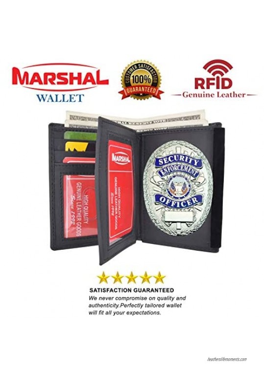 Marshal Genuine Cowhide Leather Badge RFID Wallet for Firefighters Police etc.
