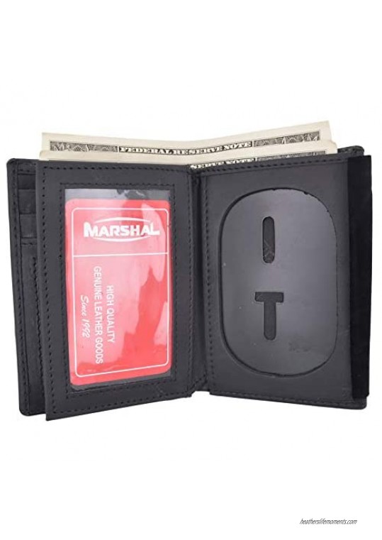 Marshal Genuine Cowhide Leather Badge RFID Wallet for Firefighters Police etc.