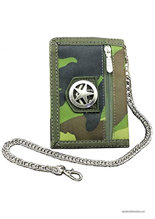 Men's Boy's Army Camouflage wallet Card Purse with safty Chain