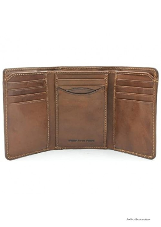 Mens Trifold Wallet Multi Pocket Credit Card Holder Money Gusset Italian Leather