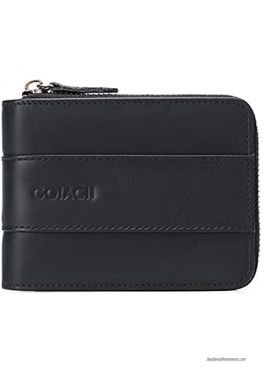 Mens Wallet Bifold Leather Front Pocket Wallets RFID Blocking Card Holder with ID Window by GOIACII