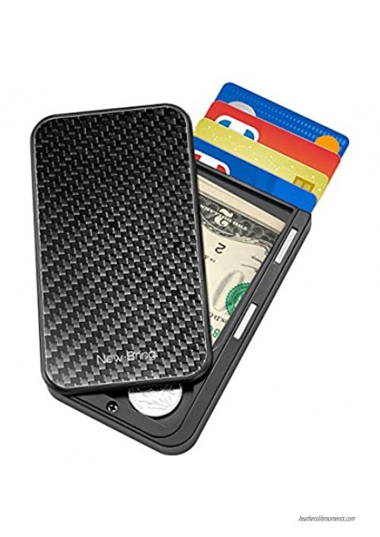 New-Bring Slide Wallet Flip Credit Card Holder Wallet for Men and Women Slim Minimalist Front Pocket RFID Wallet with Band as Money Clip. (carbon fiber)