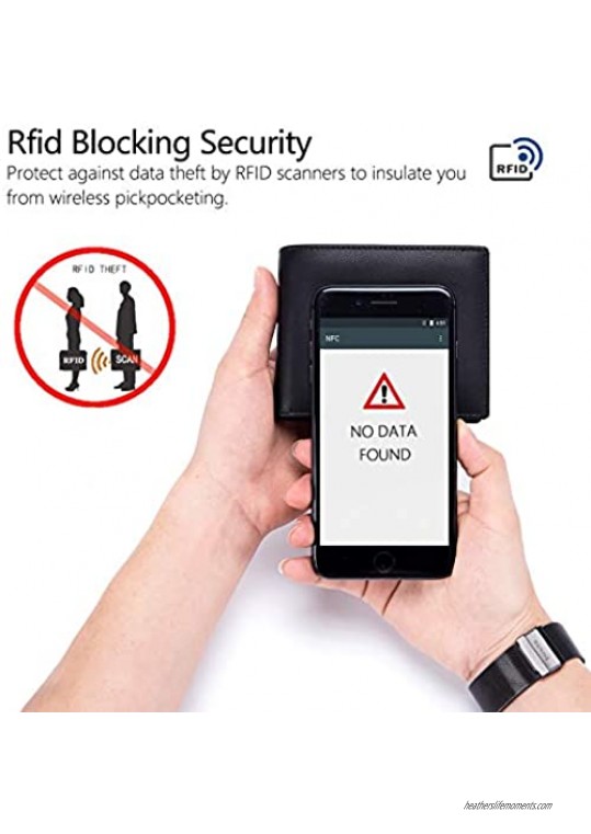 OFAMOUS Leather Men's Wallet RFID Blocking Slim Front Pocket Wallet Credit Card Holder(Black)