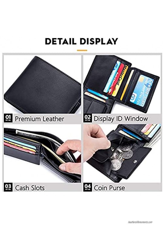 OFAMOUS Leather Men's Wallet RFID Blocking Slim Front Pocket Wallet Credit Card Holder(Black)