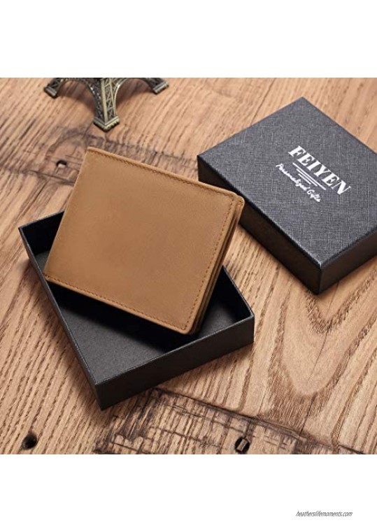 Personalized Engraved Leather Wallet for Boyfriend Husband Dad Son - with Love Message