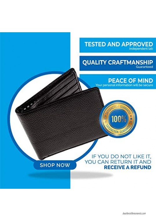 RFID Blocking Stylish Genuine Leather Wallet for Men - Excellent as Travel Bifold - Credit Card Protector