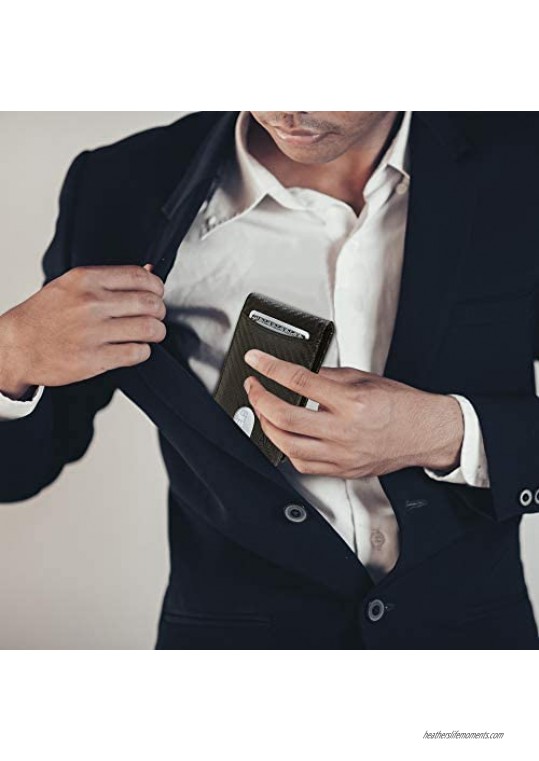 Slim Bifold Wallets For Men - Thin Minimalist Money Clip Wallet Mens Front Pocket Credit Card Holder RFID Blocking