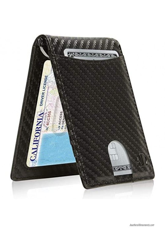 Slim Bifold Wallets For Men - Thin Minimalist Money Clip Wallet Mens Front Pocket Credit Card Holder RFID Blocking