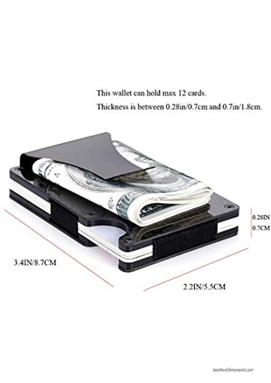 Slim Mini Portable Carbon Fiber Money Clip Wallet for Men - RFID Metal Money Clip Credit Card Holder Men Small Wallet