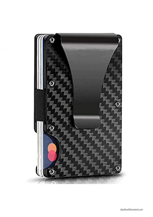 Slim Mini Portable Carbon Fiber Money Clip Wallet for Men - RFID Metal Money Clip Credit Card Holder Men Small Wallet
