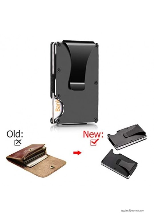 Slim Minimalist Metal Wallet Credit Money Clip RFID Blocking Mens Wallet