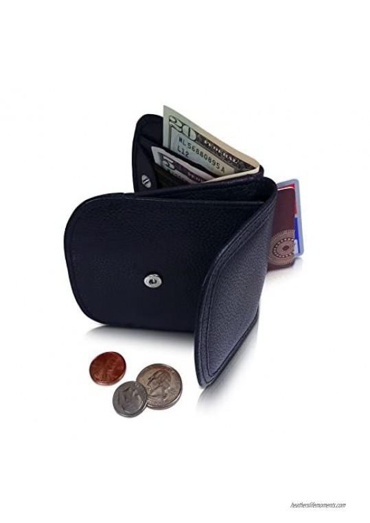 Taxi Wallet - Soft Leather  Black – A Simple  Compact  Front Pocket  Folding Wallet  that holds Cards  Coins  Bills  ID – for Men & Women